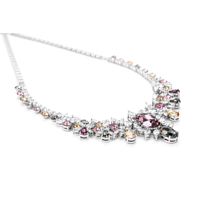 Emerald Garden Statement Necklace Set - Burgundy