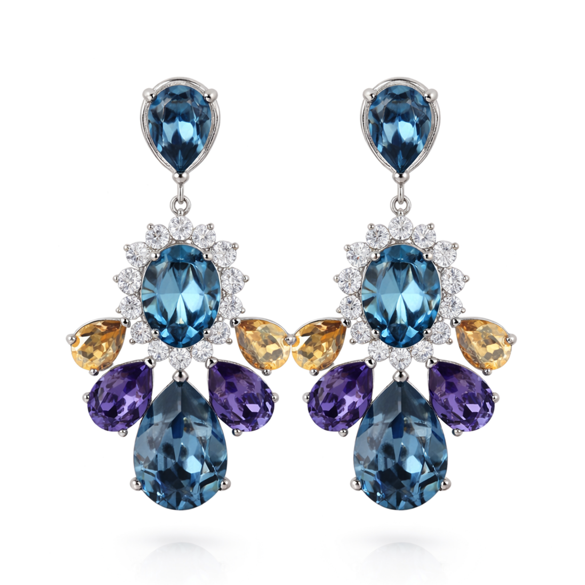 Emerald Garden Statement Necklace Set - Violet