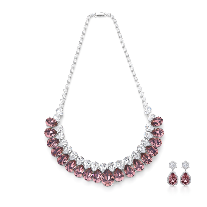 Mauve Cascade Bib Necklace Set
