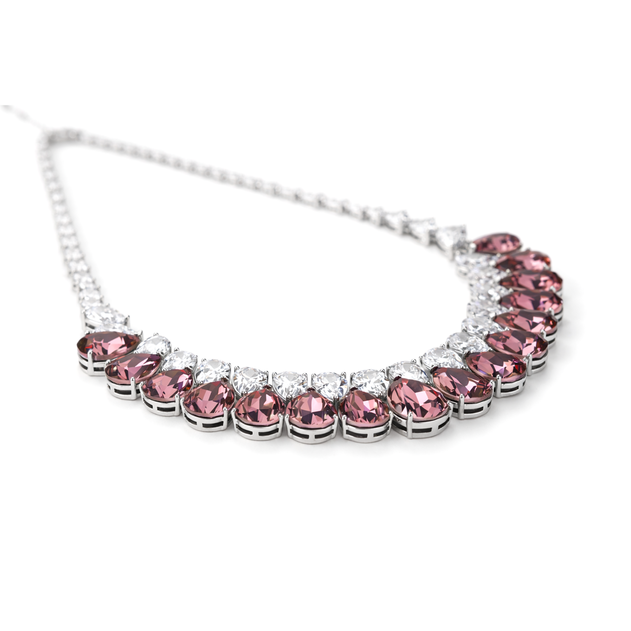 Mauve Cascade Bib Necklace Set
