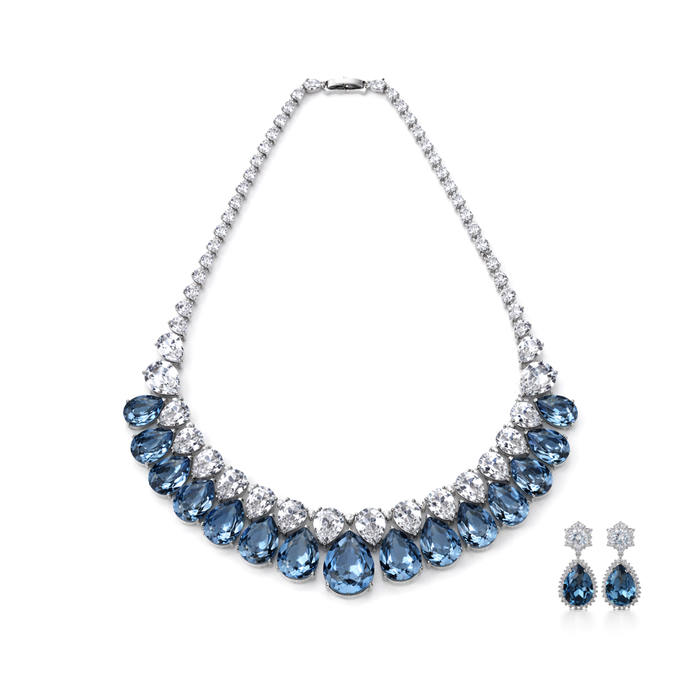 Mauve Cascade Bib Necklace Set - Plum