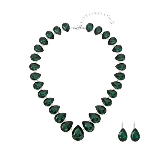 Blush Royale Tennis Necklace Set - Emerald Green