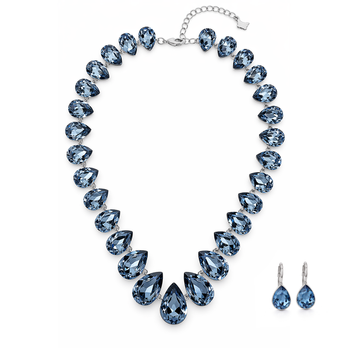 Blush Royale Tennis Necklace Set - Sky Blue