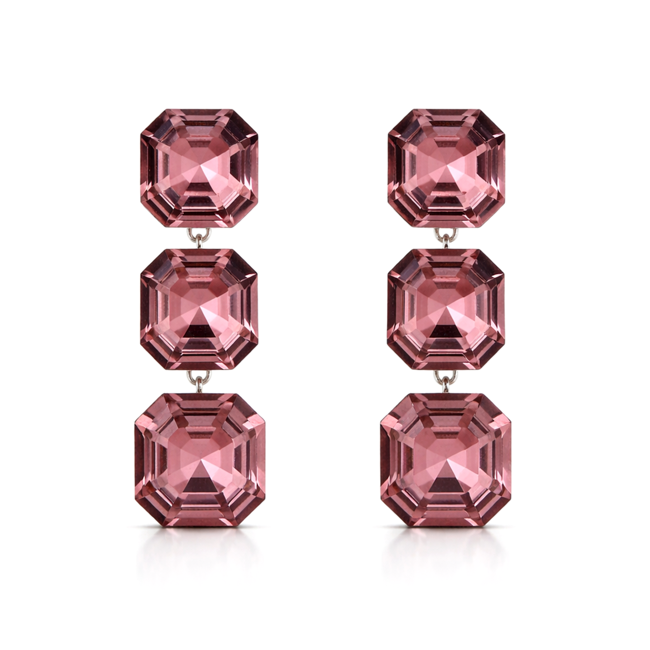 Mauve Cushion Crystal Tennis Necklace Set