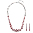 Rose Pink Rivoli Crystal Gradient Necklace Set