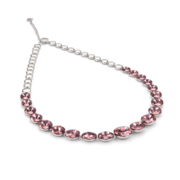 Rose Pink Rivoli Crystal Gradient Necklace Set