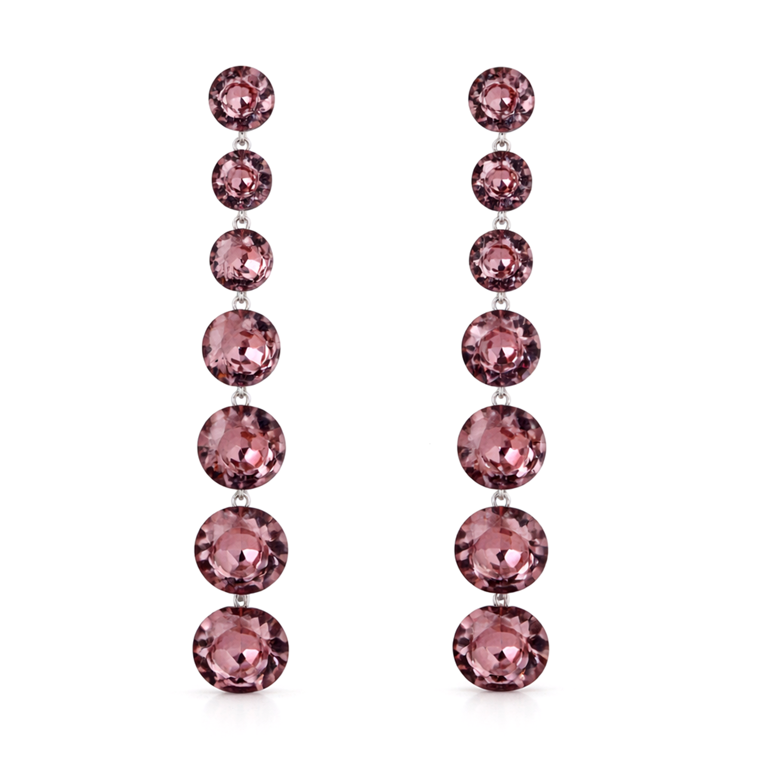 Rose Pink Rivoli Crystal Gradient Necklace Set