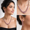 Rose Pink Rivoli Crystal Gradient Necklace Set