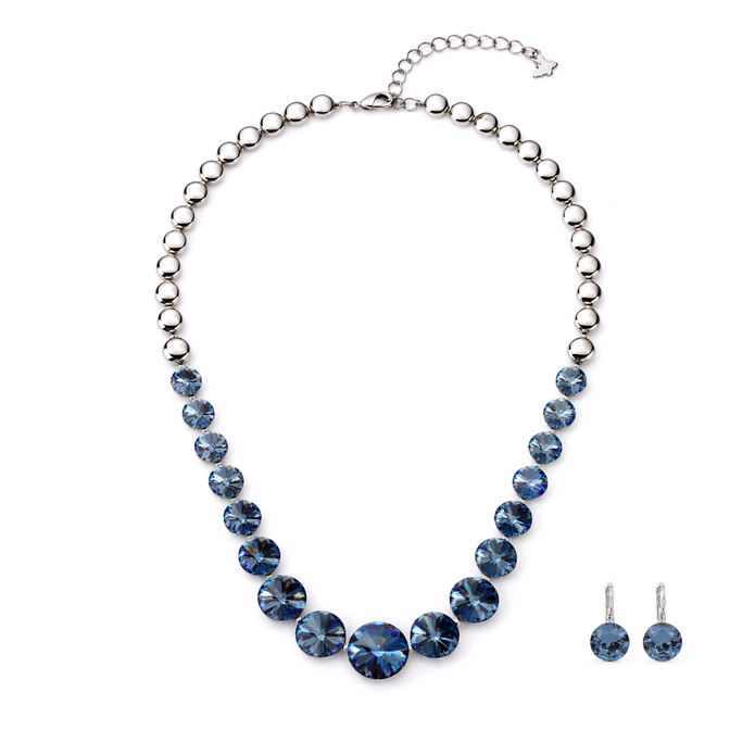 Teal Tide Beaded Necklace Set - Blue