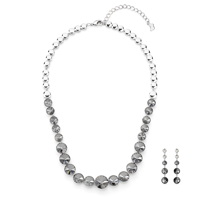 Teal Tide Beaded Necklace Set - Gunmetal