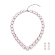 Soft Blush Square Crystal Necklace Set