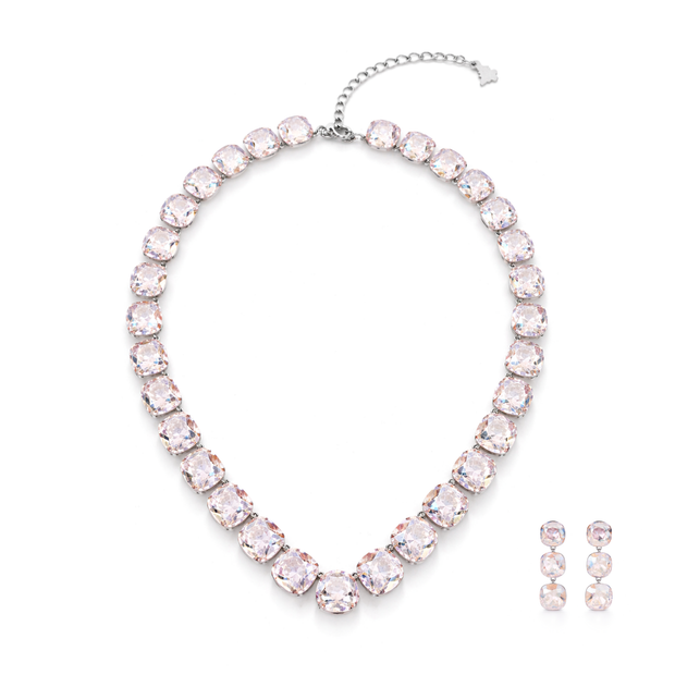 Soft Blush Square Crystal Necklace Set