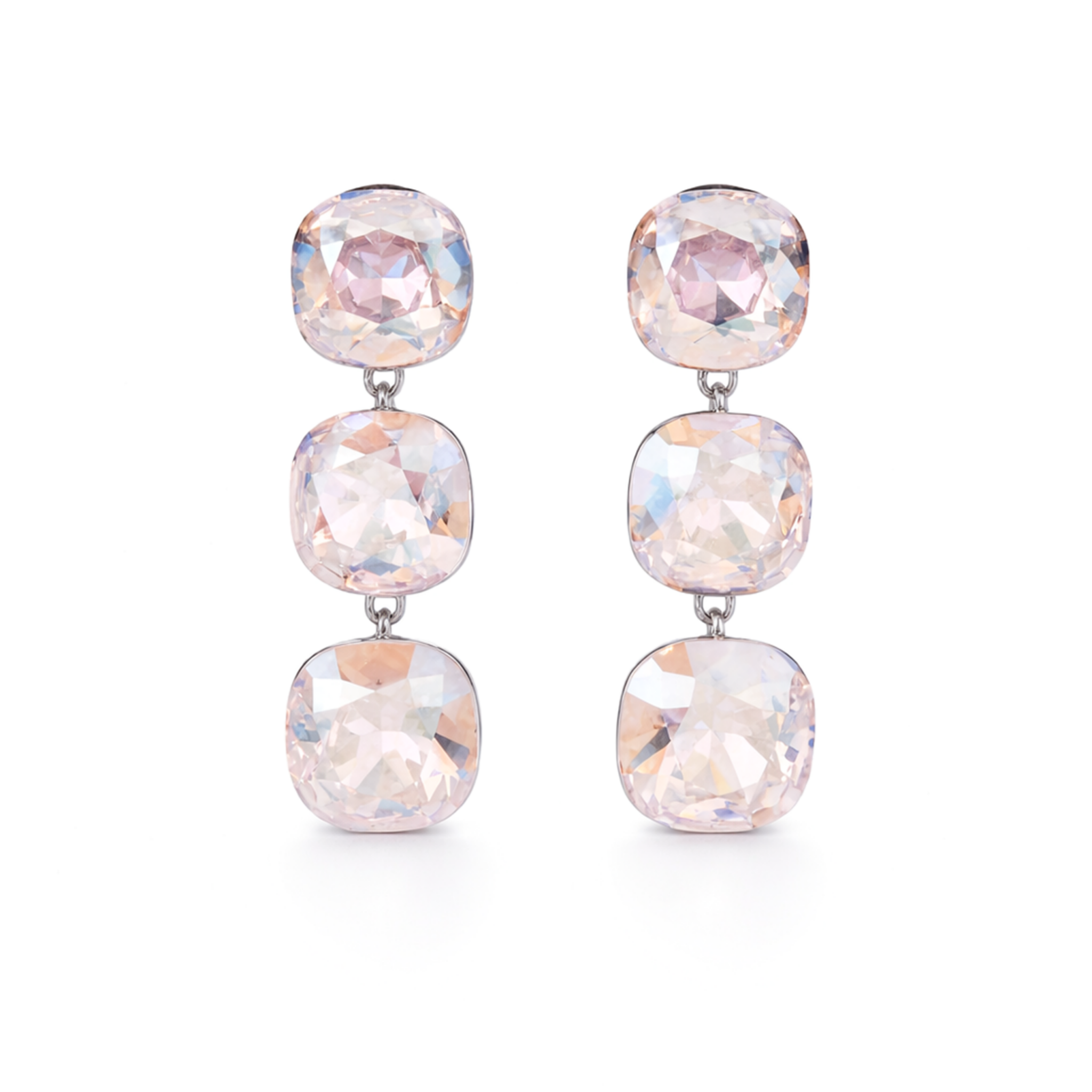 Soft Blush Square Crystal Necklace Set