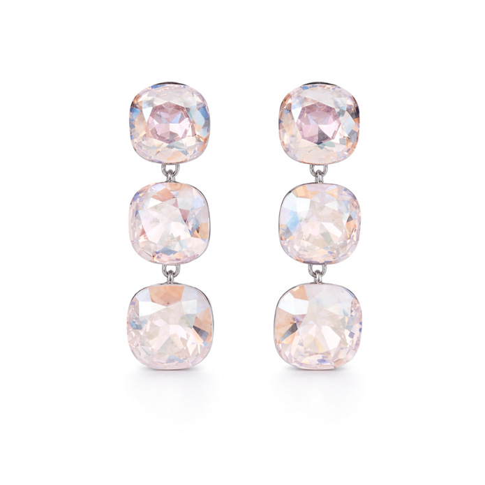 Soft Blush Square Crystal Necklace Set