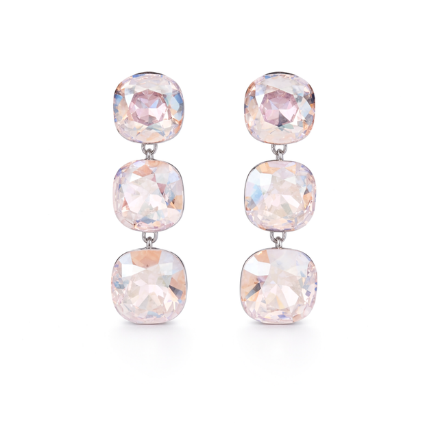 Soft Blush Square Crystal Necklace Set