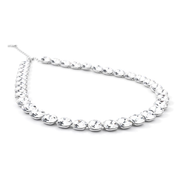 Soft Blush Square Crystal Necklace Set - Ivory Pearl