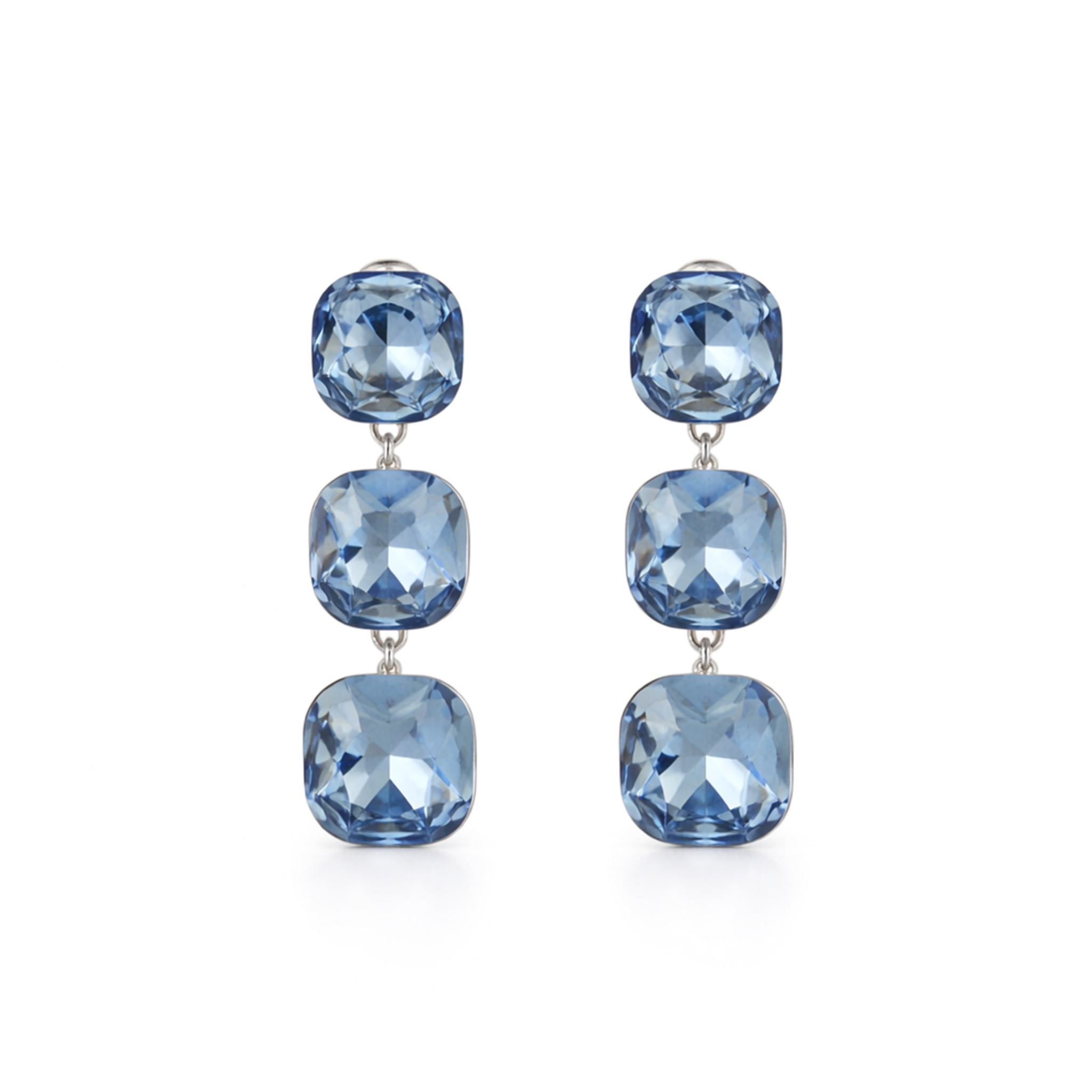 Soft Blush Square Crystal Necklace Set - Navy Blue