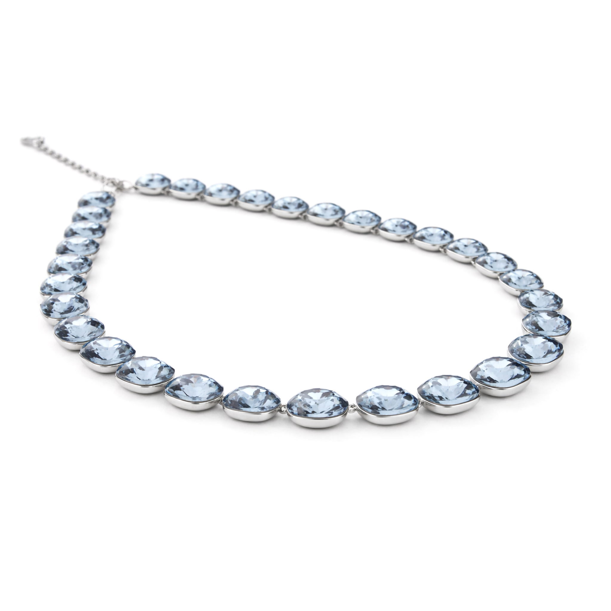 Soft Blush Square Crystal Necklace Set - Navy Blue
