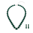 Soft Blush Square Crystal Necklace Set - Emerald Green