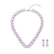 Soft Blush Square Crystal Necklace Set - Lavender