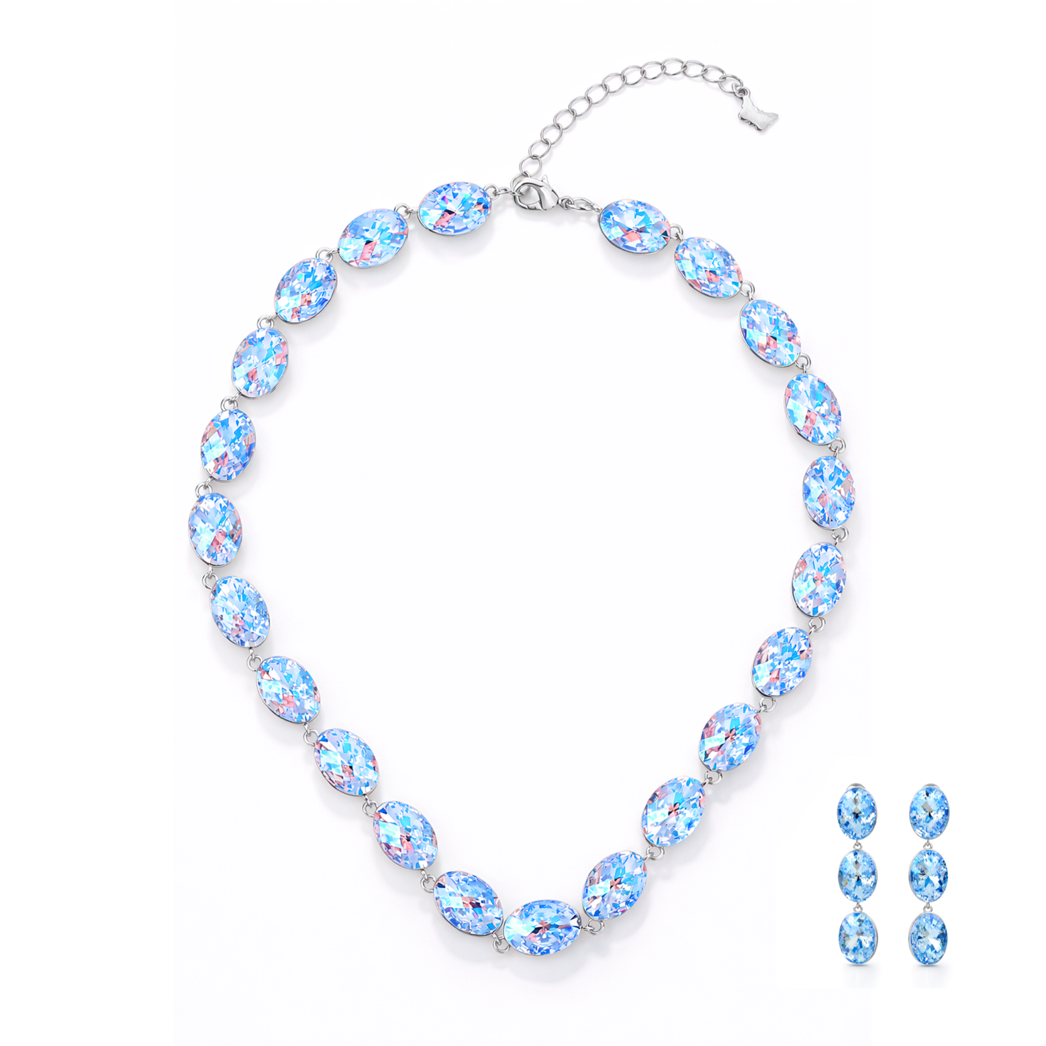 Aqua Dream Oval Crystal Necklace Set