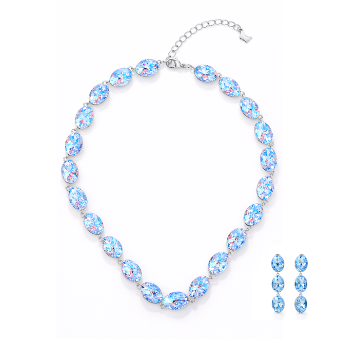 Aqua Dream Oval Crystal Necklace Set
