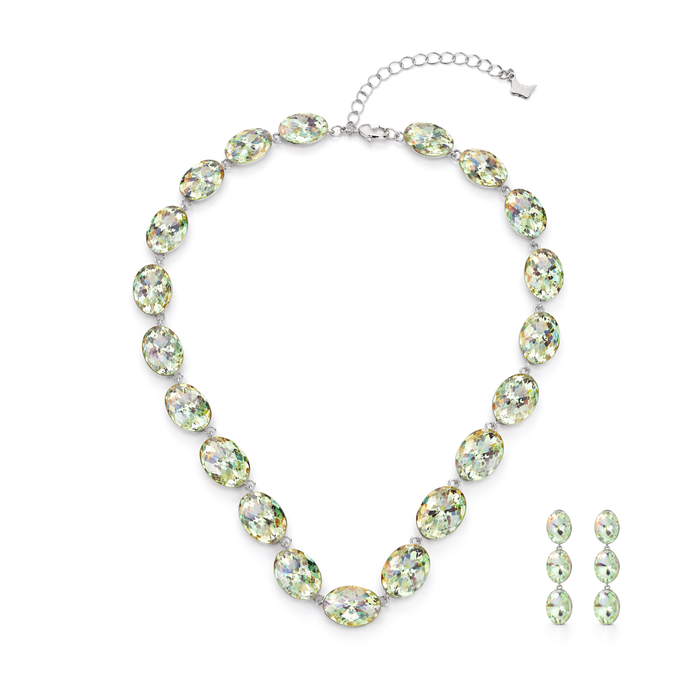 Aqua Dream Oval Crystal Necklace Set - Ivory