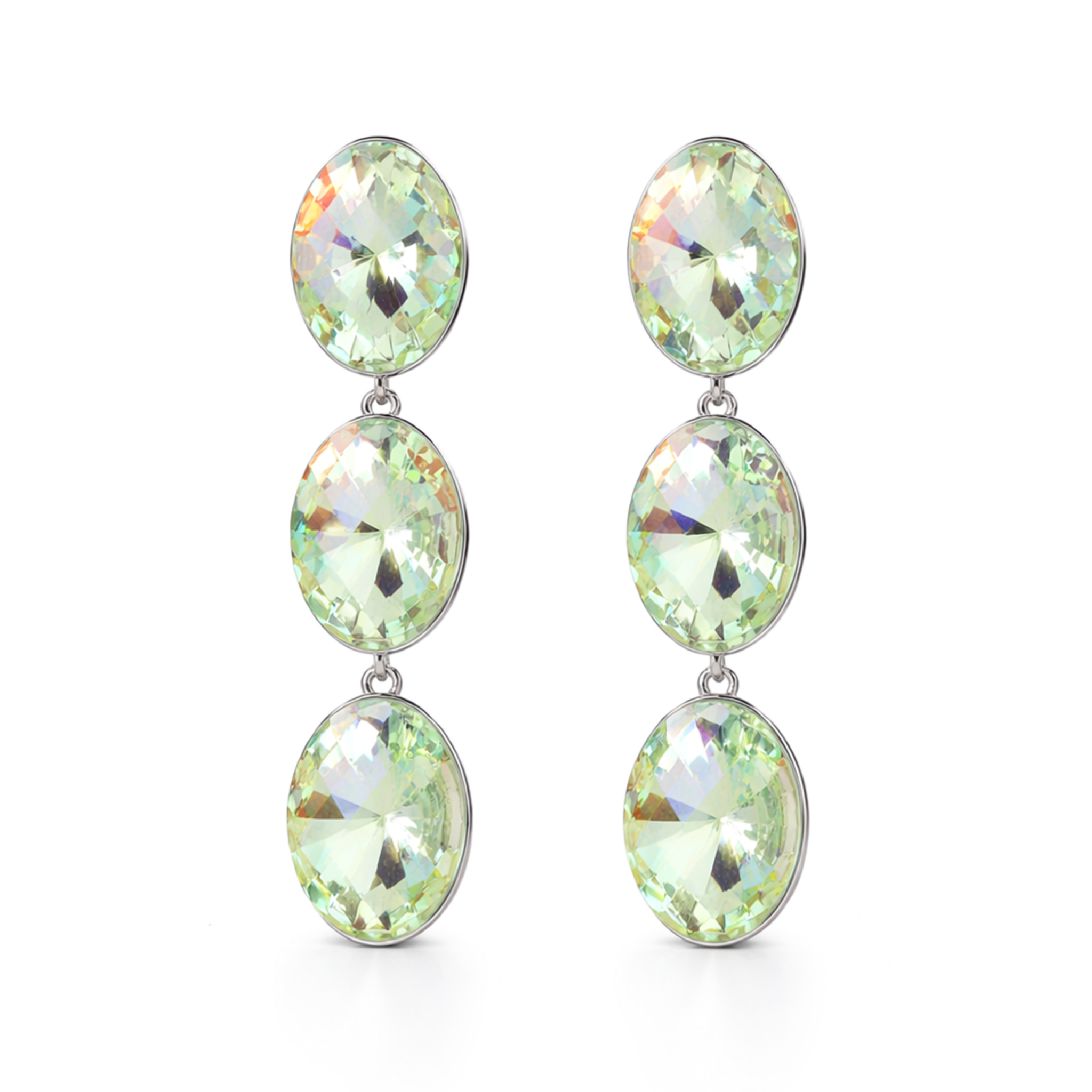 Aqua Dream Oval Crystal Necklace Set - Ivory