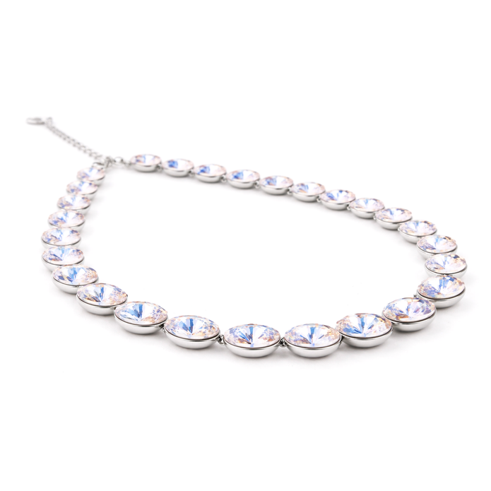 Aqua Dream Oval Crystal Necklace Set - Clear