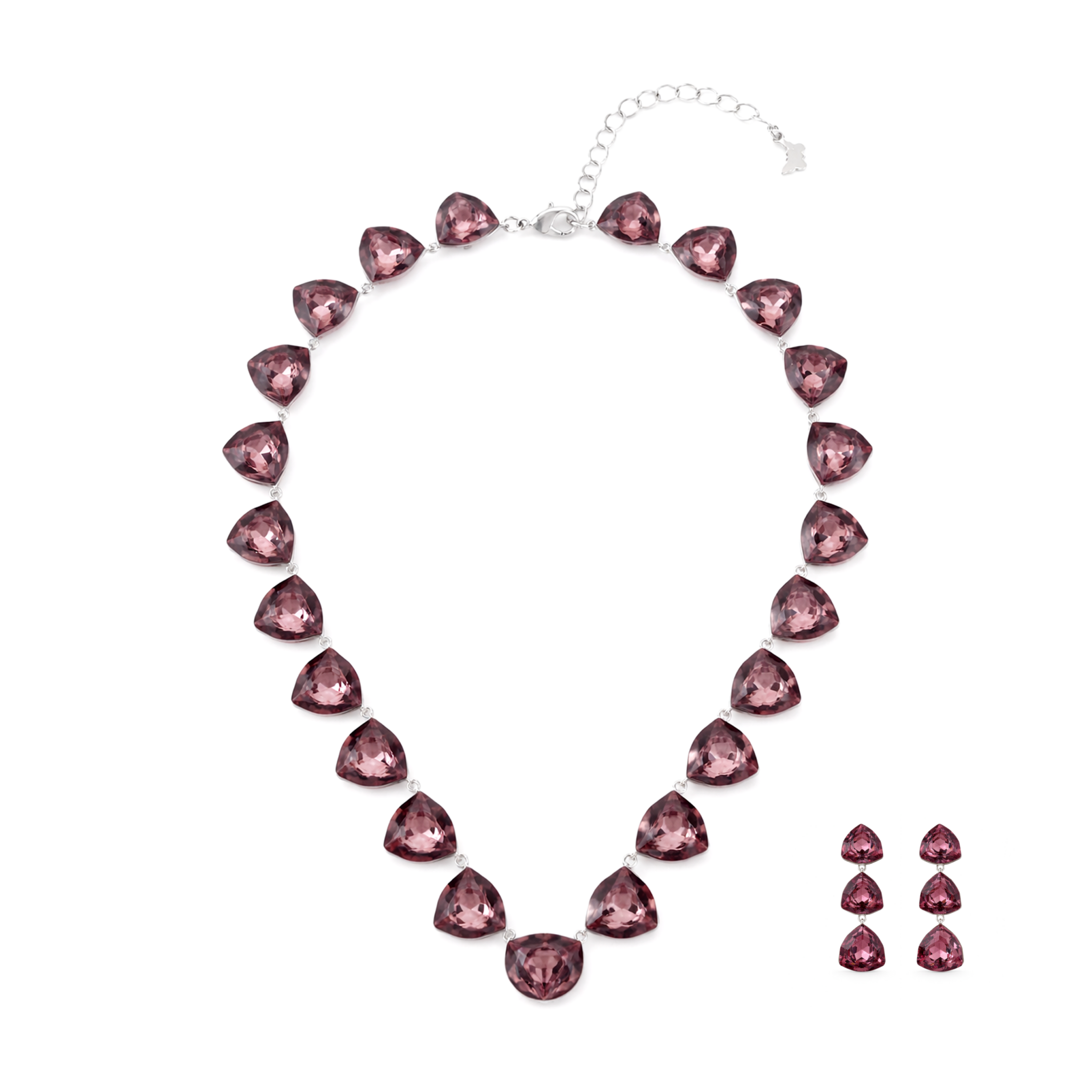 Fuchsia Heart Crystal Necklace Set