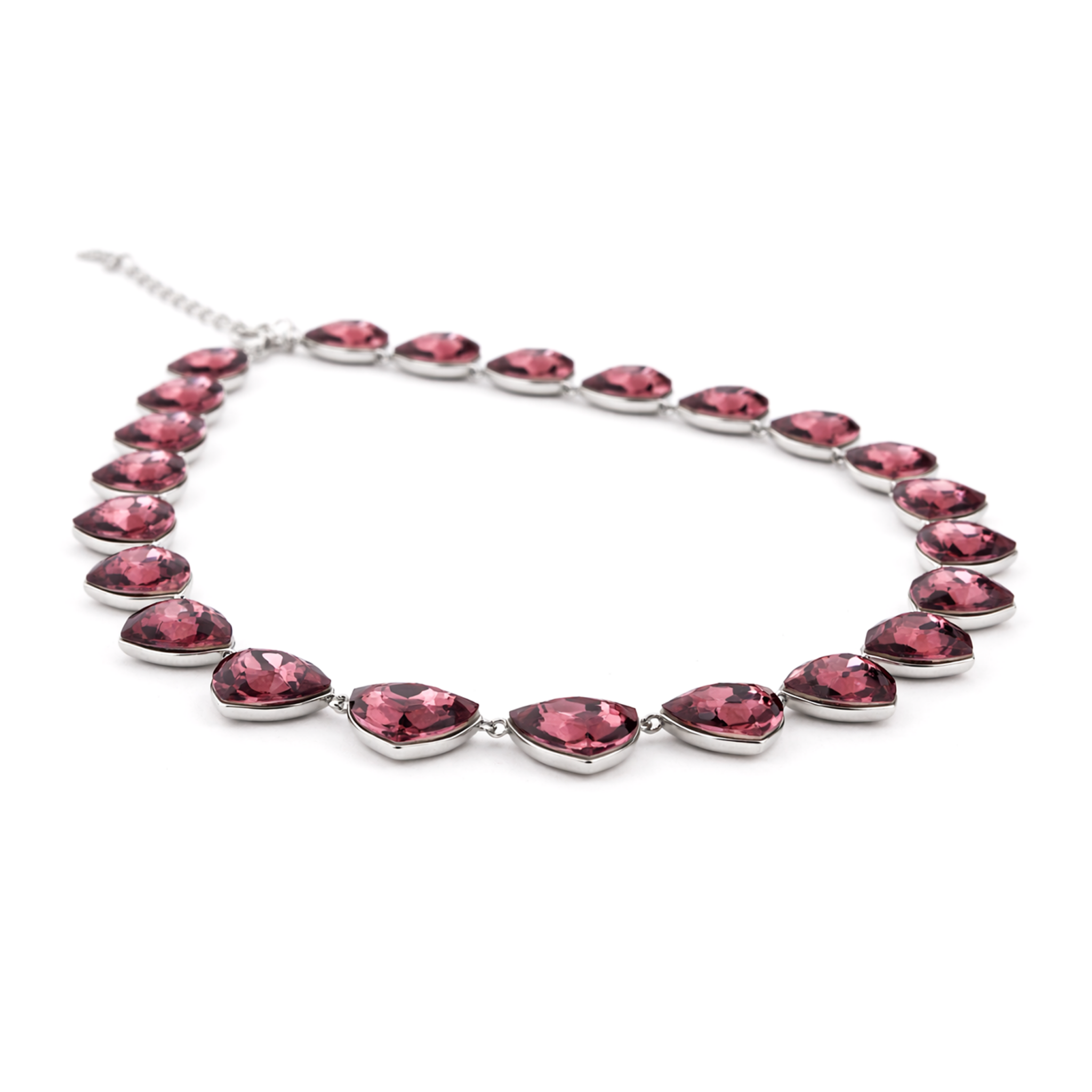 Fuchsia Heart Crystal Necklace Set