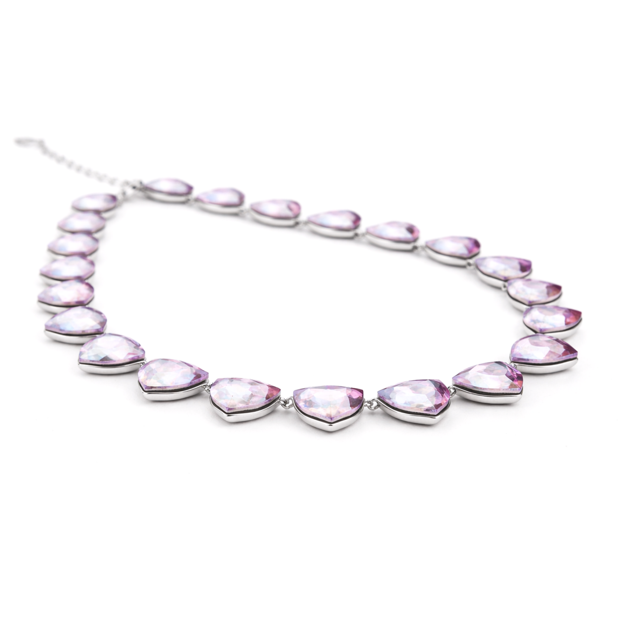 Fuchsia Heart Crystal Necklace Set - Mauve