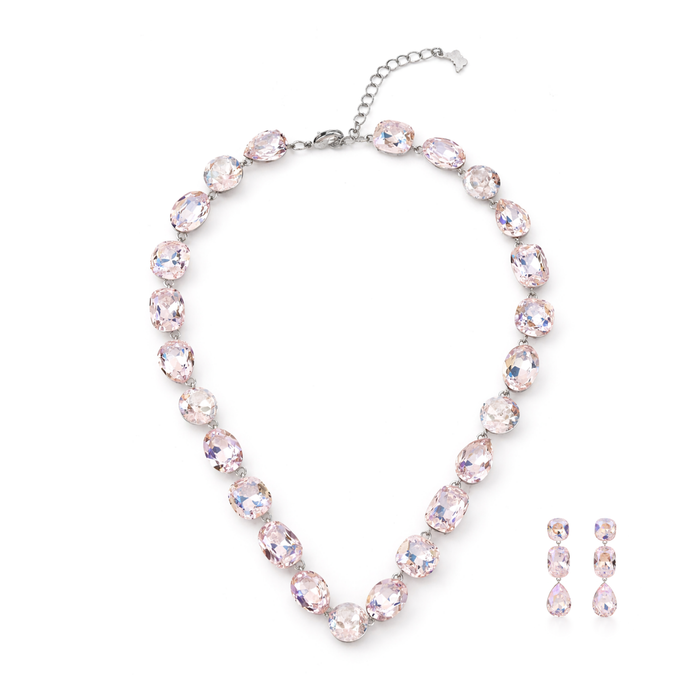 Champagne Medley Crystal Necklace Set - Blush pink