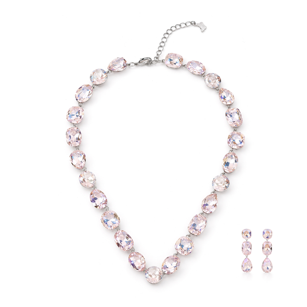 Champagne Medley Crystal Necklace Set - Blush pink