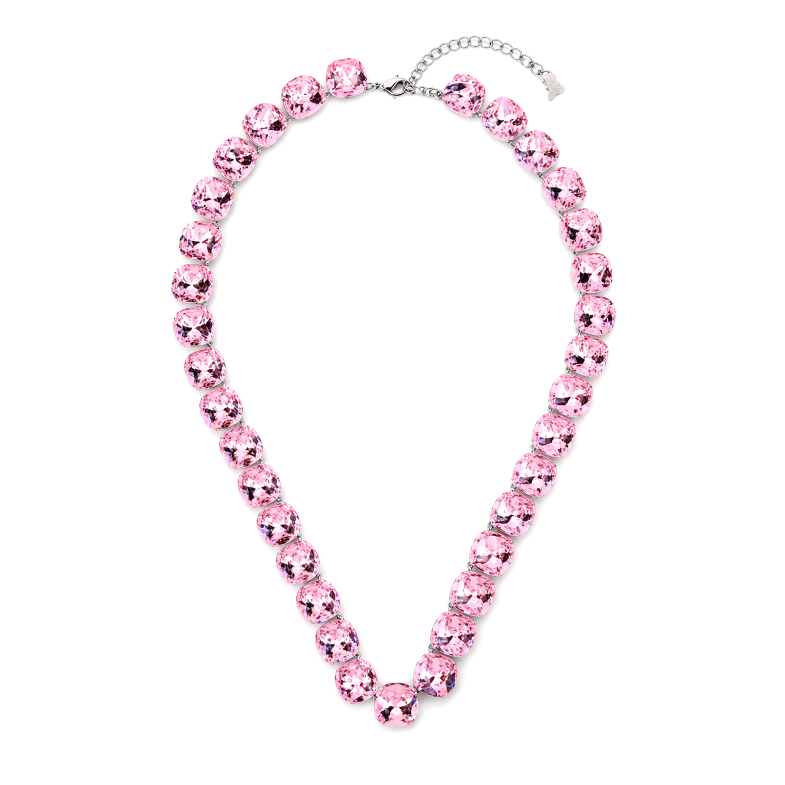 Blush Pink Cushion Crystal Tennis Necklace
