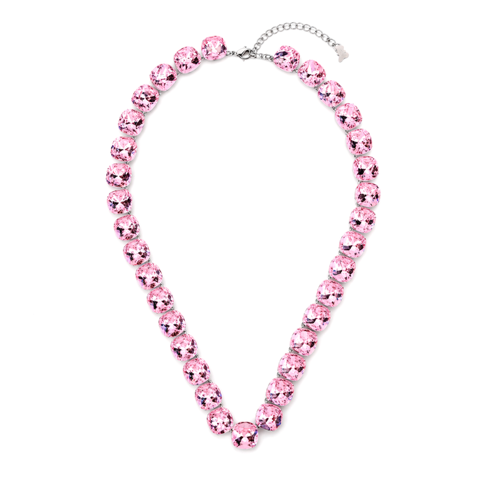 Blush Pink Cushion Crystal Tennis Necklace
