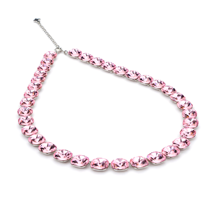 Blush Pink Cushion Crystal Tennis Necklace