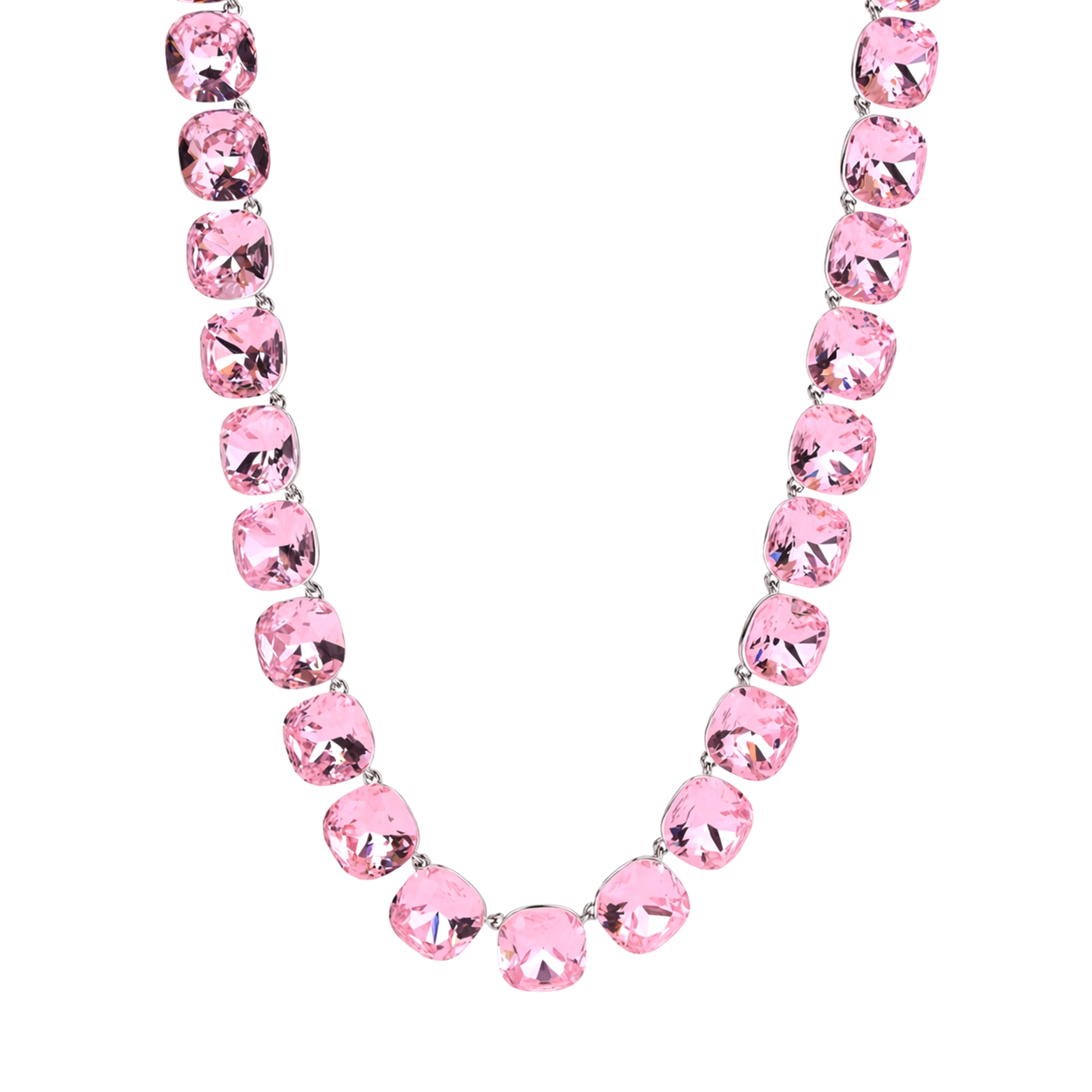 Blush Pink Cushion Crystal Tennis Necklace