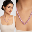 Blush Pink Cushion Crystal Tennis Necklace