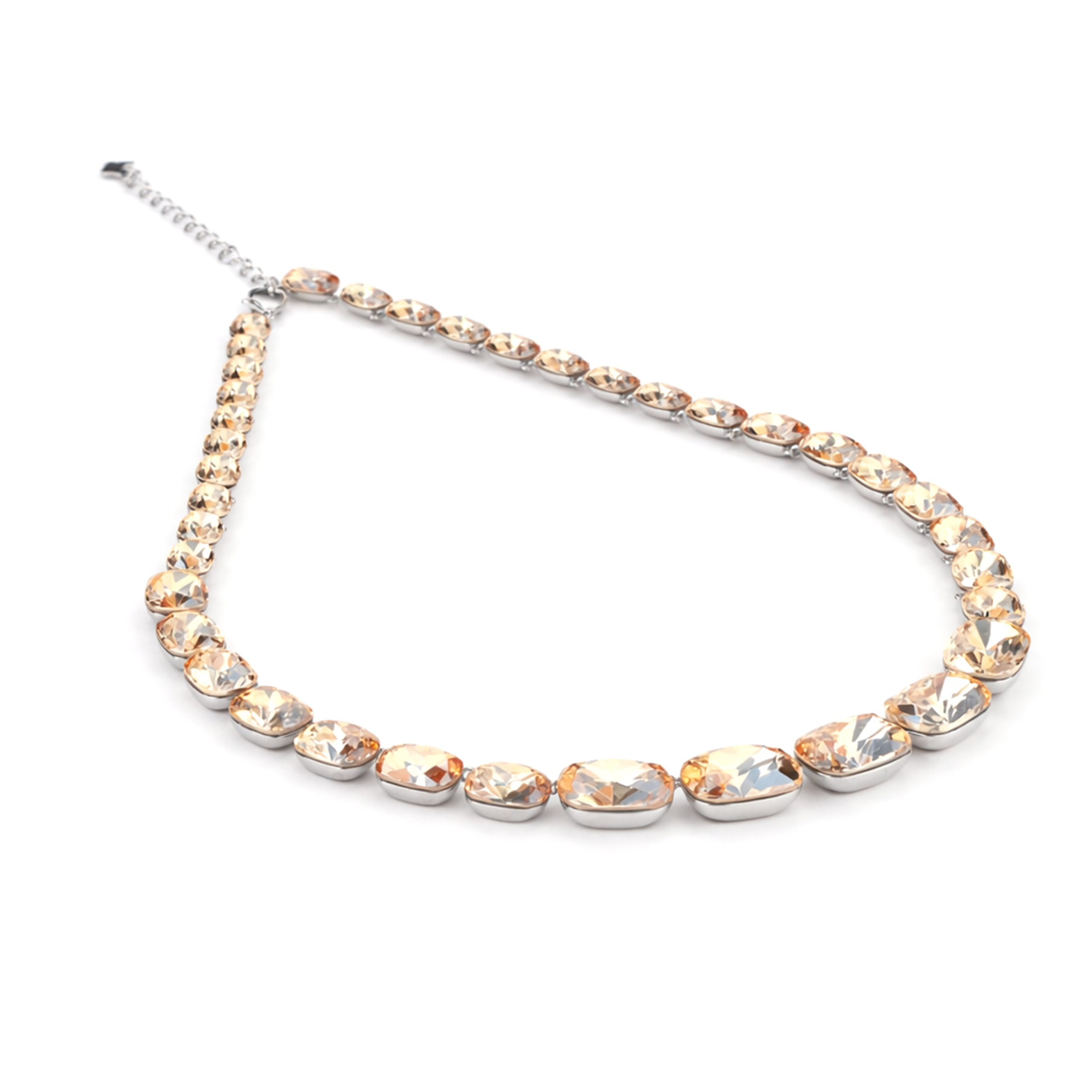 Citrine Champagne Cushion Crystal Statement Necklace Set