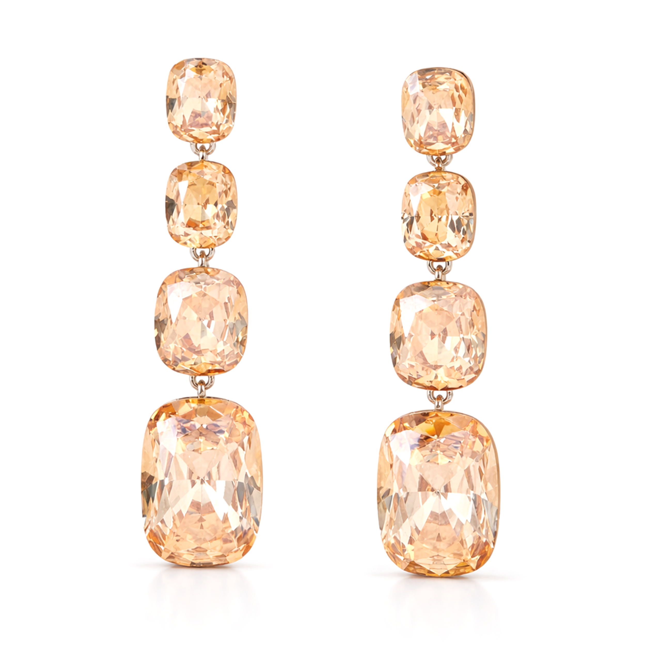 Citrine Champagne Cushion Crystal Statement Necklace Set