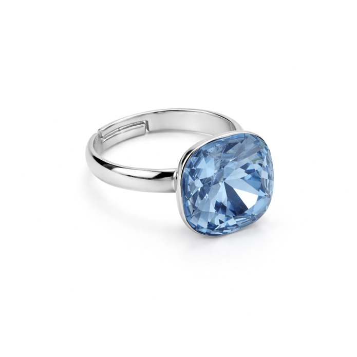 Aurora Crystal Cushion Ring - Deep Blue