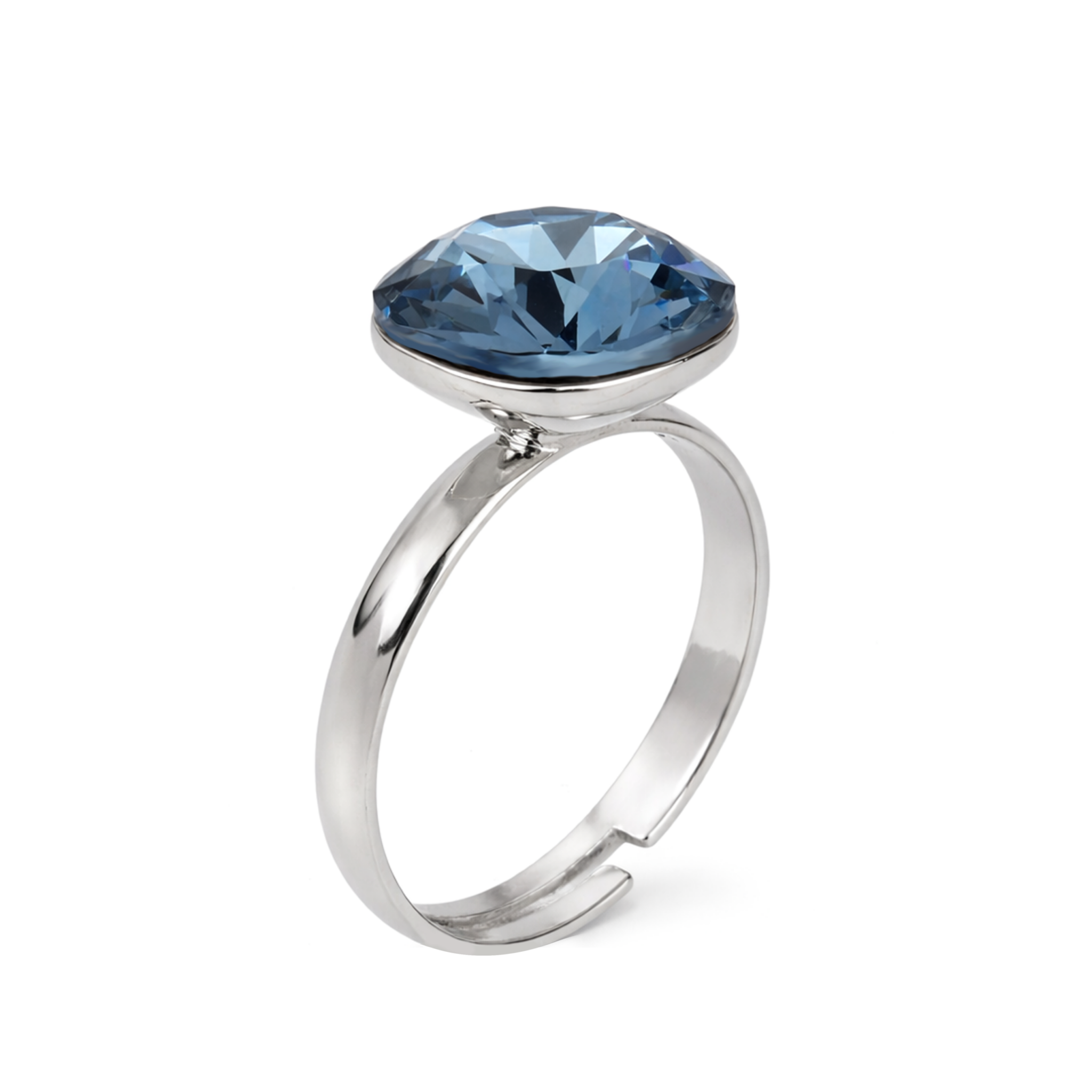 Aurora Crystal Cushion Ring - Deep Blue