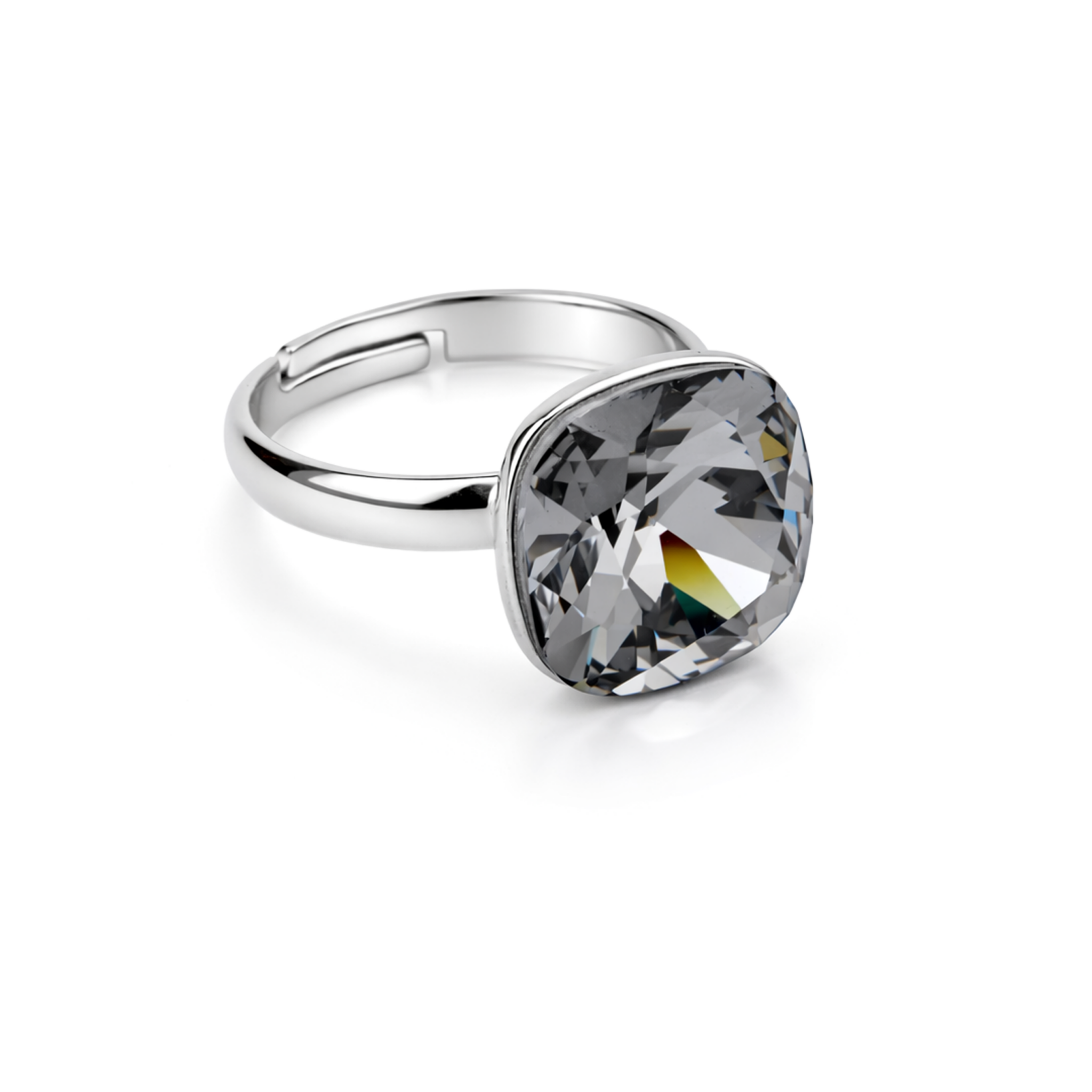 Aurora Crystal Cushion Ring - Black