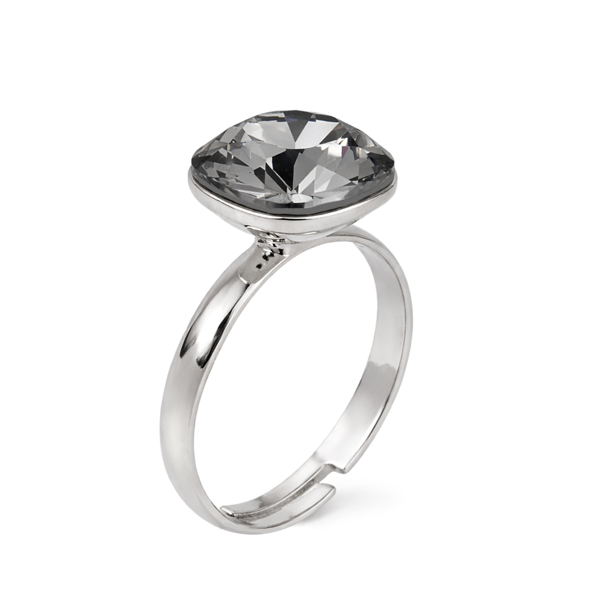 Aurora Crystal Cushion Ring - Black