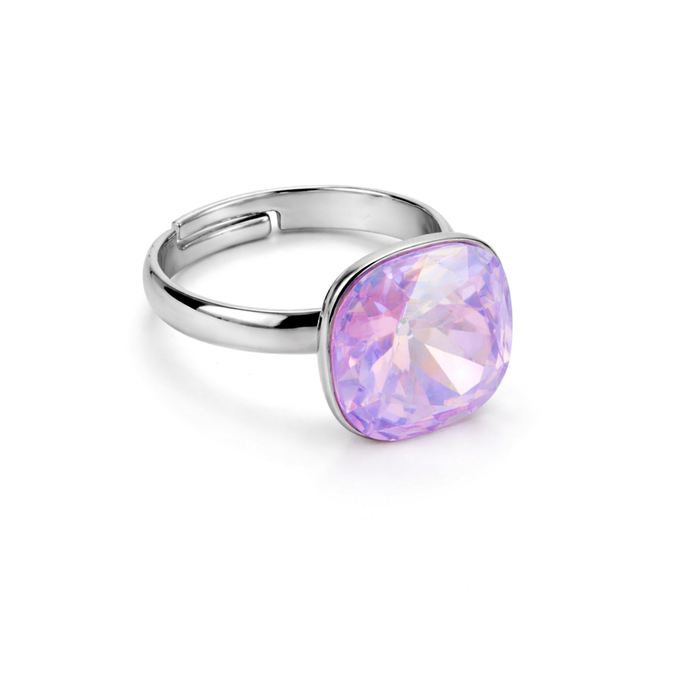 Aurora Crystal Cushion Ring - Mauve