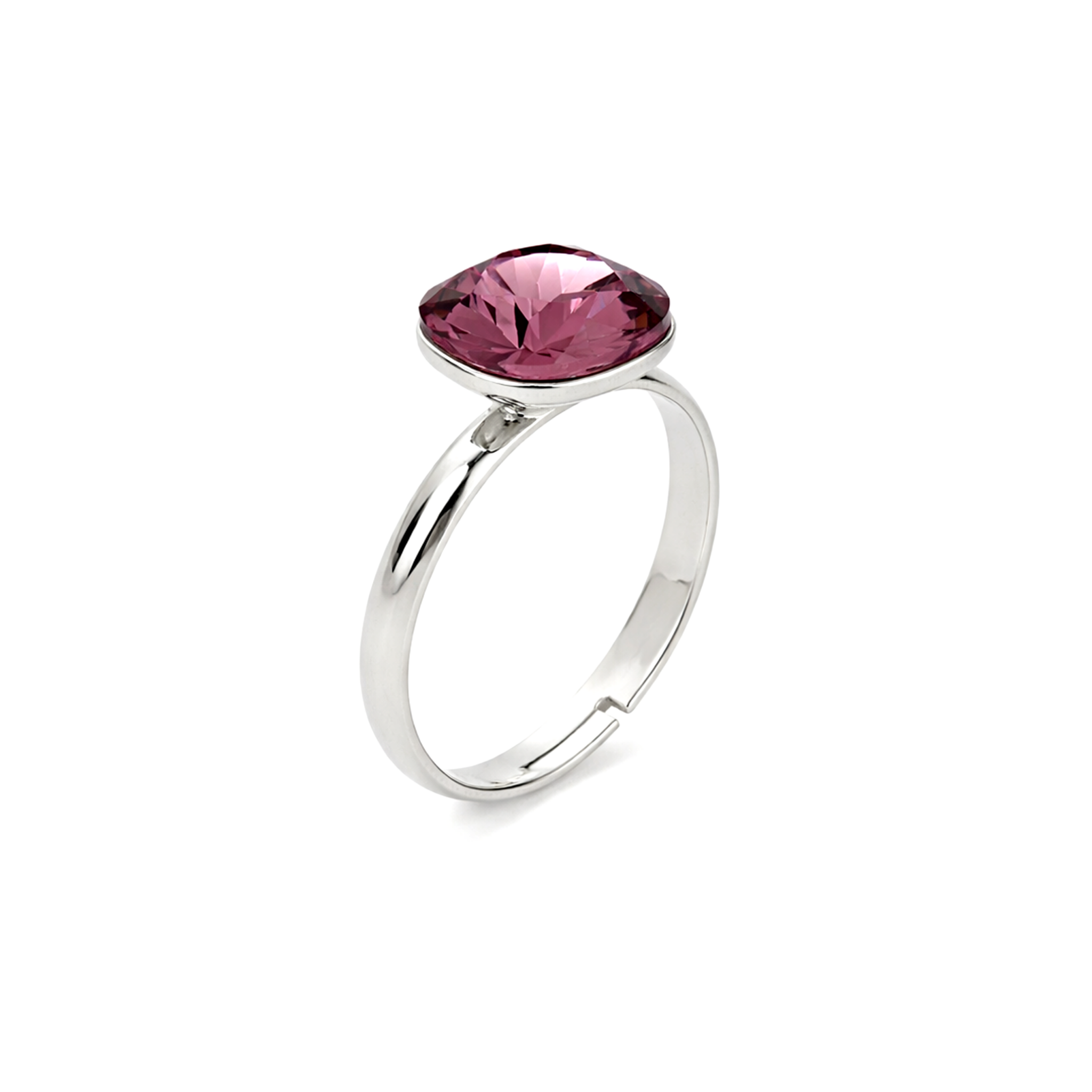 Aurora Crystal Cushion Ring - Ruby Pink