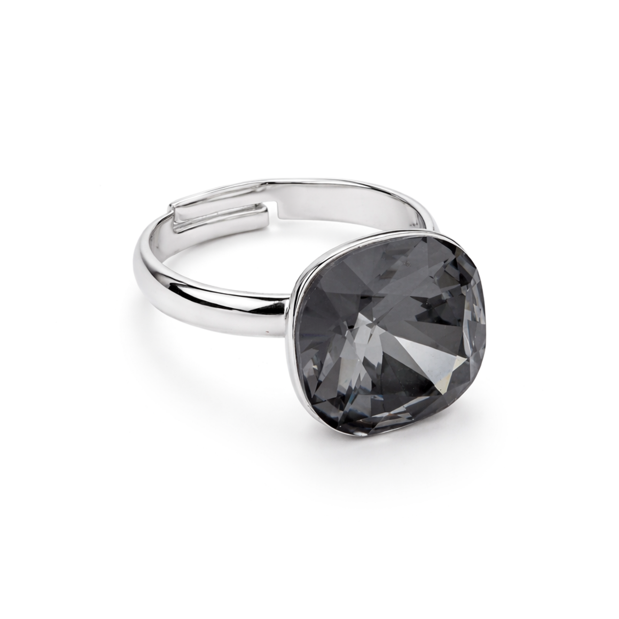 Aurora Crystal Cushion Ring - Black