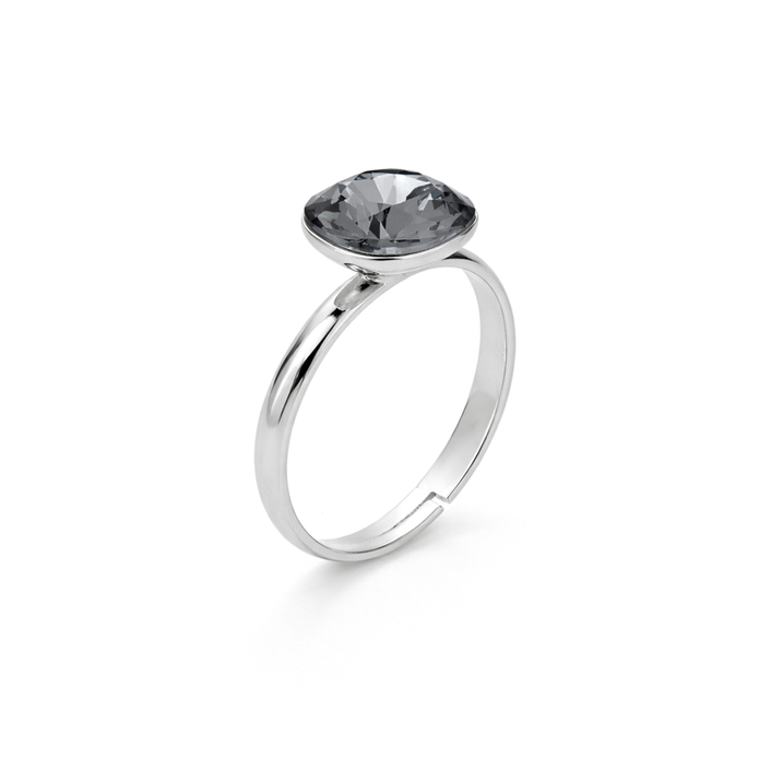 Aurora Crystal Cushion Ring - Black