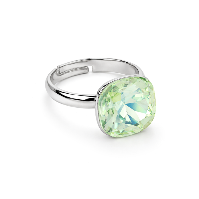 Aurora Crystal Cushion Ring - Mint Green